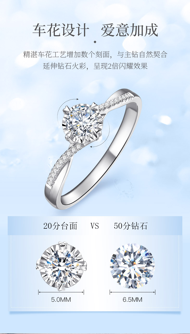浪漫邂逅/18K白金钻戒/10分/H/SI